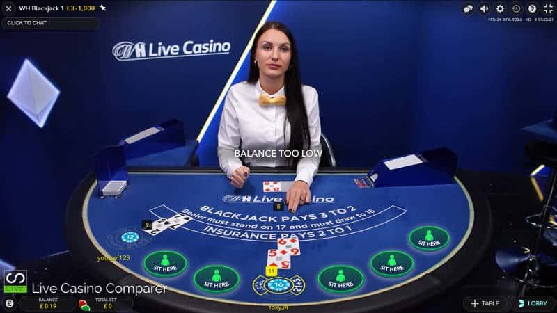 william hill dedicated blackjack table