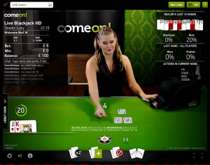 ComeOn Live Blackjack - Common Draw