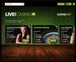 ComeOn Live Blackjack - Lobby